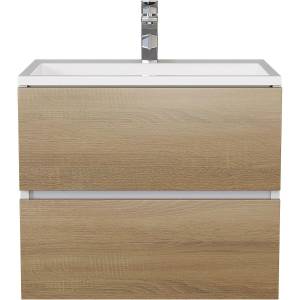 Тумба с раковиной Uperwood Barsa 2930205646 подвесная, белая, дуб сонома, 60 см