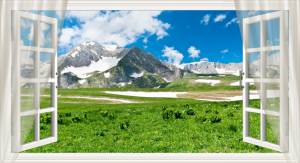 3D Фотообои Artegrafico «Вид из окна на горную природу» OK002 канвас