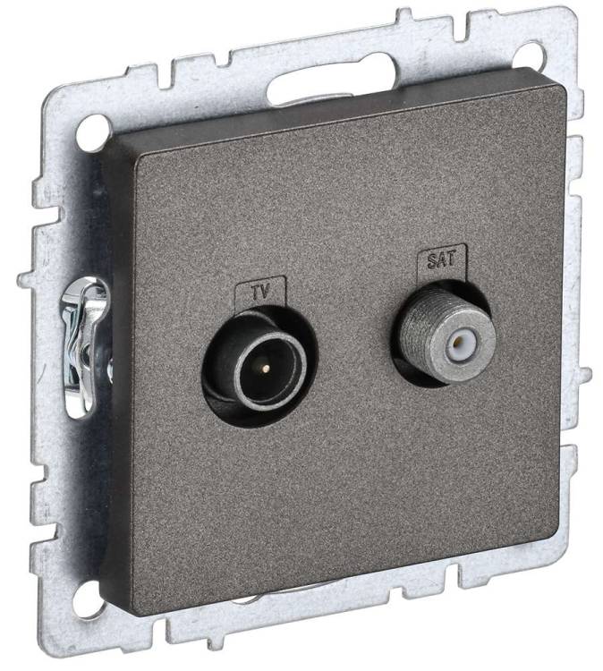 ТВ-розетка TV+SAT IEK Brite BR-AF20-O-K45 темная бронза
