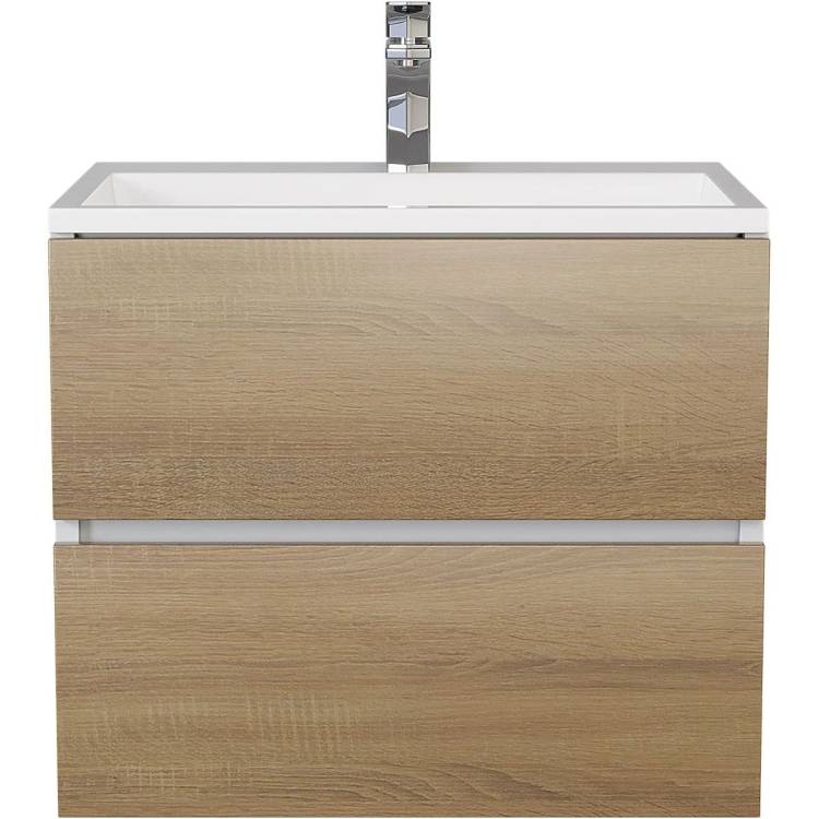 Тумба с раковиной Uperwood Barsa 2930205646 подвесная, белая, дуб сонома, 60 см