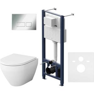 Унитаз с инсталляцией Am.Pm Spirit V2.0 IS47051.701700 с крышкой-сиденьем микролифт, с кнопкой