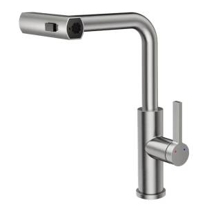 Смеситель для кухни Rush Tinos TI3732-18 с выдвижным изливом, сатин