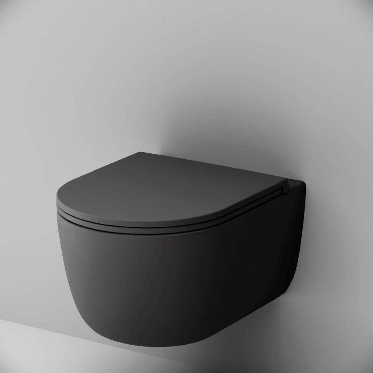 Унитаз подвесной Damixa Sirius DX86C1700MBSC безободковый, с сиденьем микролифт, черный матовый