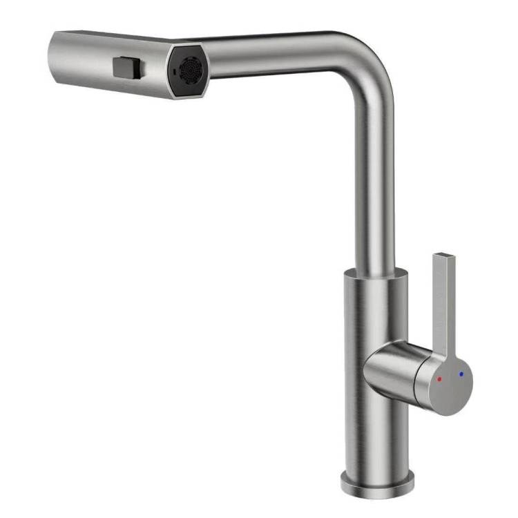 Смеситель для кухни Rush Tinos TI3732-18 с выдвижным изливом, сатин