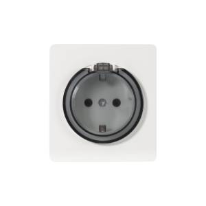 Розетка 1-местная с заземлением, шторками и крышкой Kranz Round KR-78-0702-1 перламутр