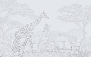 3D Фотообои Artegrafico «Серебряные жирафы в листве» LST-042 акварель