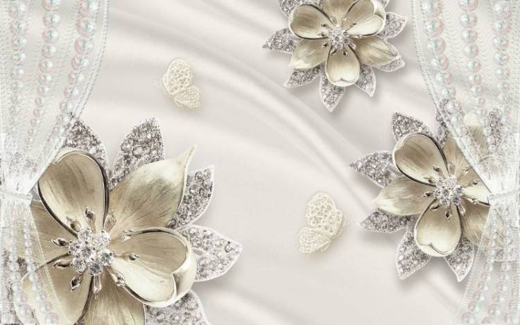 3D Фотообои Artegrafico «Цветы за жемчужными кулисами» RH-108 акварель