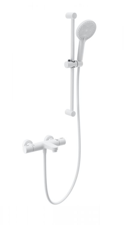 Смеситель для ванны Wonzon & Woghand WW-C2018-A-MW с душем и термостатом, белый матовый