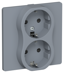 Розетка 2-местная с заземлением и шторками IEK Flite FI-R24C-16-K35 маренго