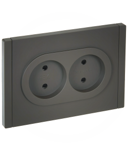 Розетка 2-местная с защитными шторками IEK Forte&Piano FP-R23-10-1-K03 серый