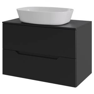 Тумба с раковиной Orange Line Li-70TubMDF+B08-500W черный матовый, 70 см