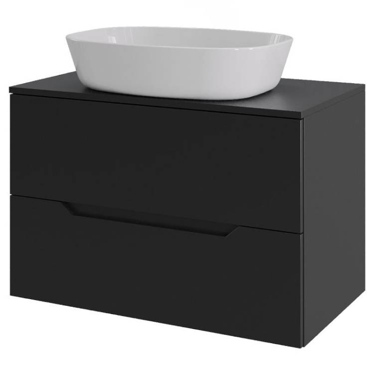 Тумба с раковиной Orange Line Li-70TubMDF+B08-500W черный матовый, 70 см