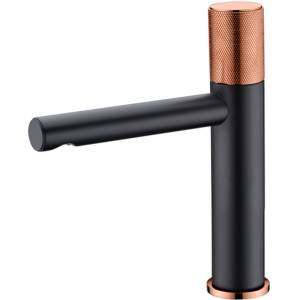 Смеситель для раковины Bronze de Luxe Avangarde 2010MH низкий, черный/розовое золото