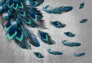 3D Фотообои Artegrafico «Красивые перья на штукатурке» NV-024 песок