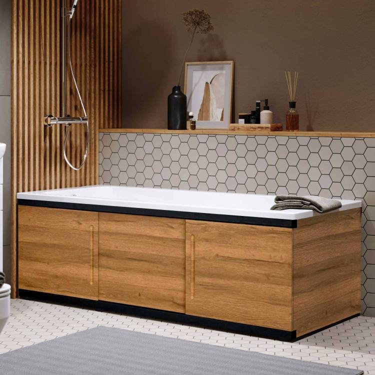 Экран под ванну Alavann Alt Black ALV1201002 коричневый, 154x7