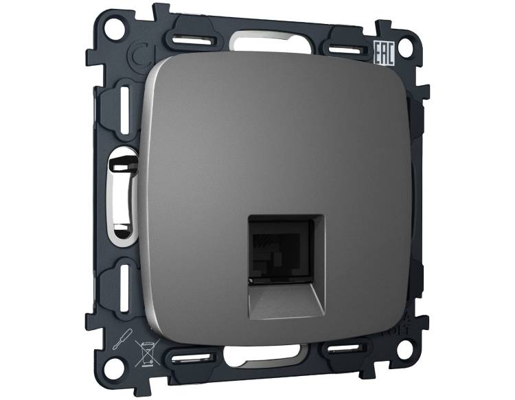 Комплект механизма компьютерной розетки Ambrella Volt MO MO662005 антрацит серый