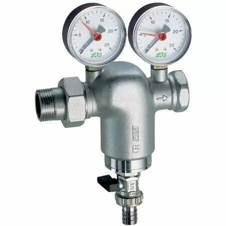Фильтр для воды FAR 3/4 НР-ВР, с манометром, 100мкм, Max: 95 C, 25 бар