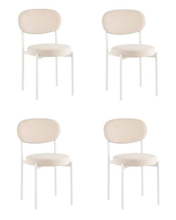 Набор из 4 стульев Stool Group Бриф SN AV 477-C01-9016-K молочный каркас белый муар