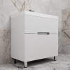 Тумба с раковиной Style Line Матис 80 напольная, белая матовая, раковина белая, 82x80x45 фото 2