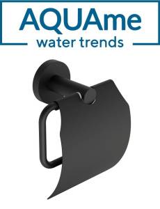 Держатель туалетной бумаги AQUAme Trento AQM7210MB с крышкой, черный