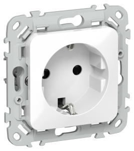 Розетка 1-местная с заземлением и шторками IEK Flite FI-R14-16-K01 белый