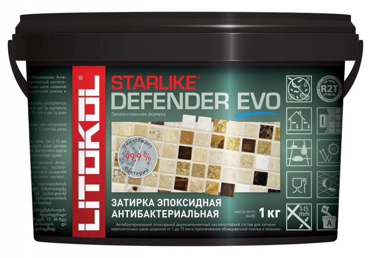 Затирка эпоксидная Litokol Starlike Defender EVO S.140 Nero Grafite, 1 кг