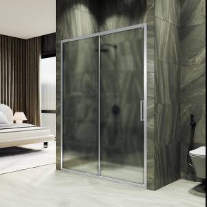 Душевая дверь в нишу MaybahGlass MGD-1282-5 профиль хром матовый, стекло сатин, 180x195