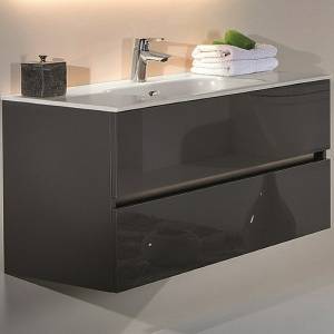 Тумба под раковину Armadi Art Vallessi 837-120-A glossy 120x46 см антрацит глянец 2 полки