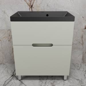 Тумба с раковиной Style Line Матис 70 напольная, олива, раковина антрацит, 82x70x45
