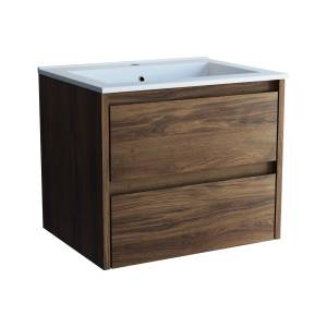 Тумба с раковиной Vincea Gio 600 2 выкатных ящика, C.Oak, раковина белая