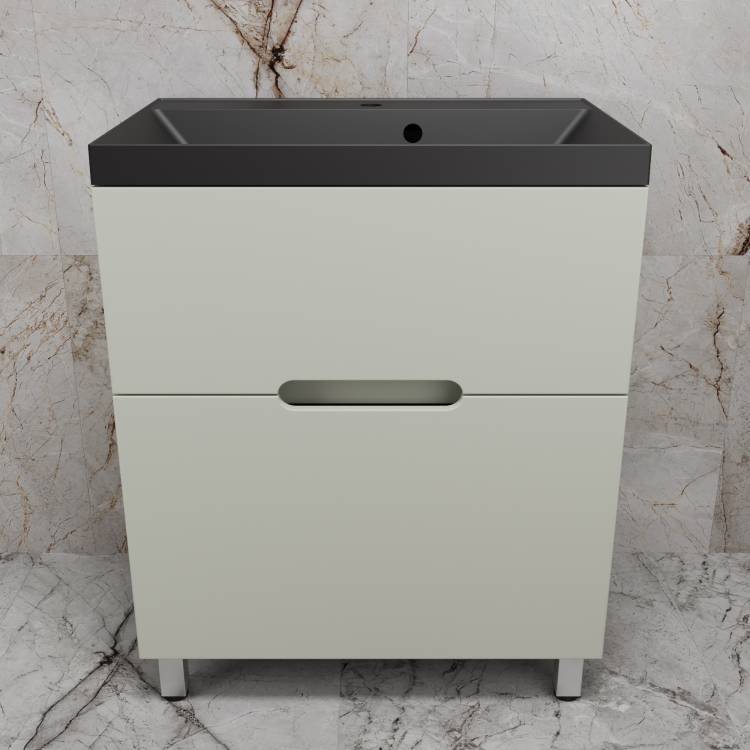 Тумба с раковиной Style Line Матис 70 напольная, олива, раковина антрацит, 82x70x45