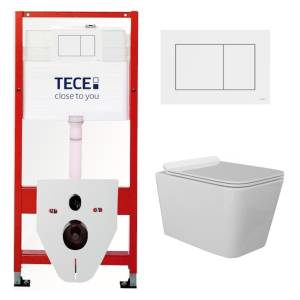 Комплект Tece TC413005510 Инсталляция для унитаза Tece + Унитаз подвесной beWash Kraft безободковый, с сиденьем микролифт, белый глянец