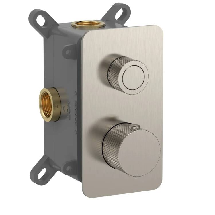 Термостатический смеситель AQUAme AQM8810BN с регулировкой напора, с внутренней частью, никель шлифованный