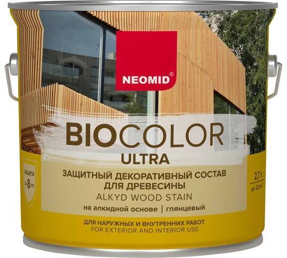 Защитно-декоративный состав на алкидной основе Neomid Bio Color Ultra сосна 2.7 л