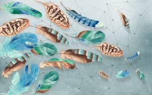 3D Фотообои Artegrafico «Перья в паутине из полигонов» NV-020 песок