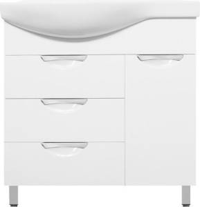 Тумба с раковиной Style Line Жасмин 82 R белая, с бельевой корзиной
