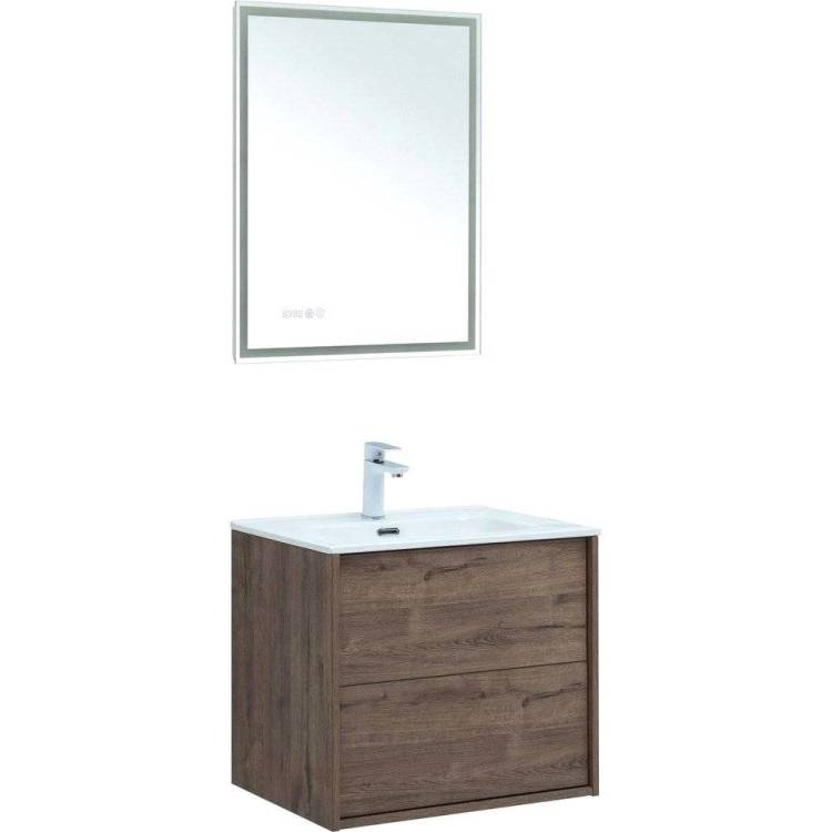 Мебель для ванной Aquanet Lino 60 дуб веллингтон, с раковиной Flat 60