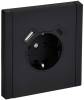 Розетка 1-местная с заземлением, шторками и USB Type A+С IEK Forte&Piano FP-R14-16-U22-018-M-K02 черный