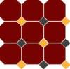 Керамогранит Top Cer Victorian Designs series 4420 OCT14+21-A Brick Red OCTAGON 20/Black 14 + Ochre Yellow 21 Dots 30x30