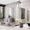 Шторка на ванну MaybahGlass MGV-86-2ш стекло графит матовый, профиль бронза, 1400x600 фото 2