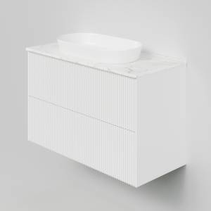 Тумба с раковиной La Fenice Terra Twin Bianco NFNC-01-TER-B-100-2-3-M-GG белая матовая, 100 см