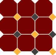 Керамогранит Top Cer Victorian Designs series 4420 OCT14+21-A Brick Red OCTAGON 20/Black 14 + Ochre Yellow 21 Dots 30x30