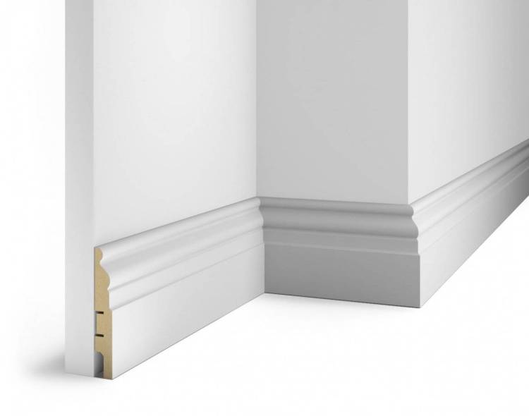 Плинтус Artiva (Артива) AP18 Белый, под покраску, МДФ, с пазом 2400x16x102