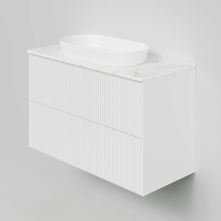 Тумба с раковиной La Fenice Terra Twin Bianco NFNC-01-TER-B-100-2-3-M-GG белая матовая, 100 см