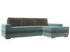Диван угловой Лига Диванов Канкун 118194 бирюзовый, коричневый, правый угол