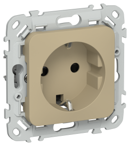 Розетка 1-местная с заземлением и шторками IEK Flite FI-R14-16-K59 хаки