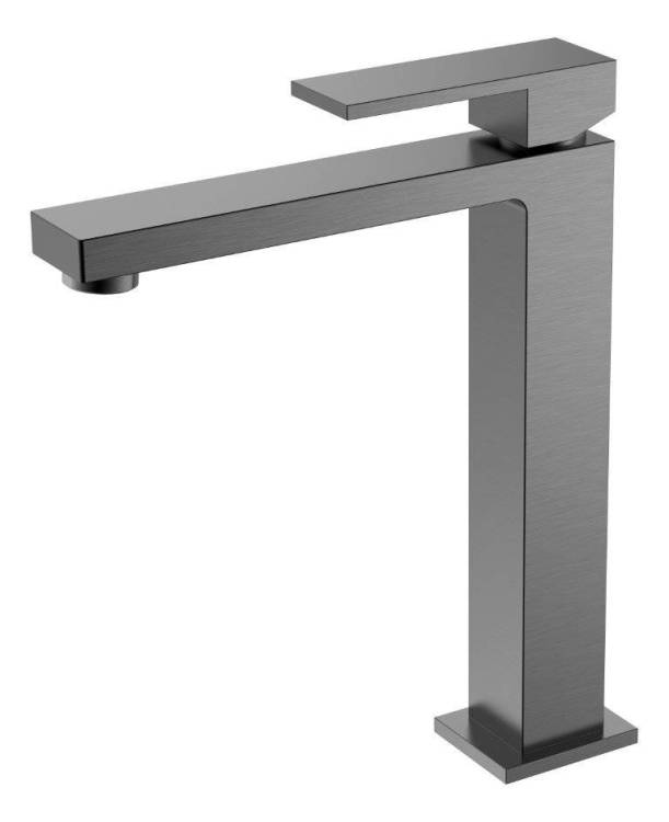 Смеситель для умывальника Boheme Qubic 472-GM высокий Gun Metal