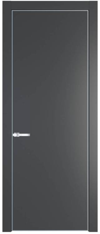Межкомнатная дверь Profil Doors 1 PE полотно Графит, кромка алюминиевая с четырех сторон матовая 600x2000