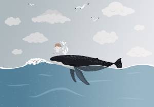 3D Фотообои Artegrafico «Мальчик и кит» KID-182 акварель