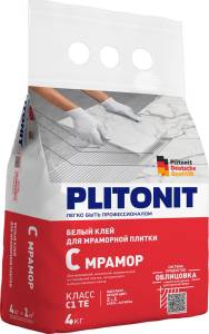 Клей Plitonit С Мрамор для мраморной плитки Супер Белый 4 кг